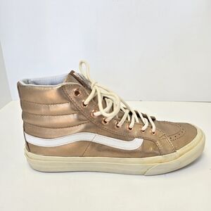 Metallic Rose Gold Vans high tops sneakers 9.5